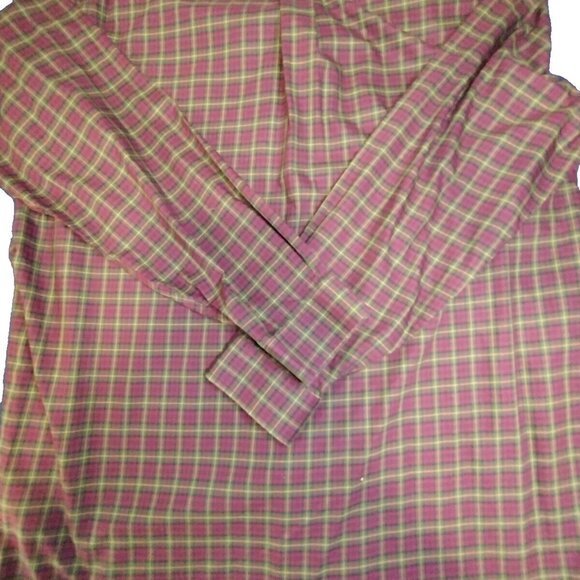 LL BEAN Shirt Mens Casual Button Up XL Tall Cotton Blend Red‎ Plaid - Picture 7 of 7